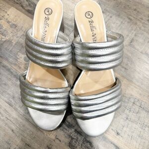 Bella Vita‎ Women's Metallic Silver Mules